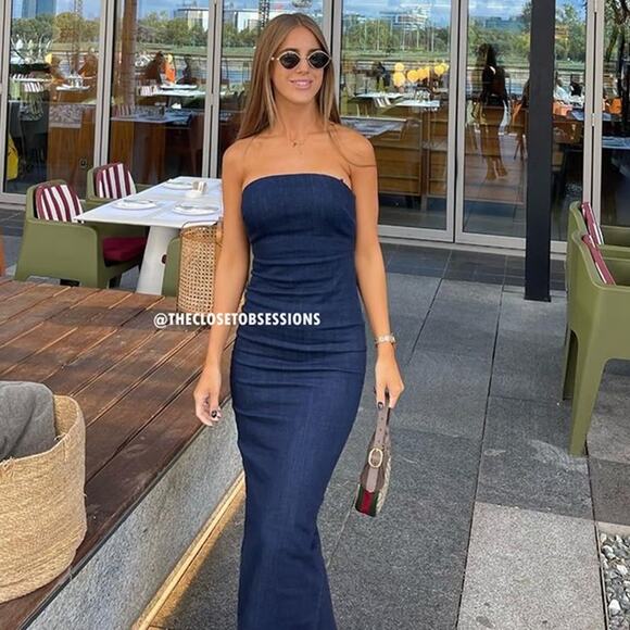 ZARA Blogger Fave Strapless Midi Dress NWT π - Picture 13 of 16